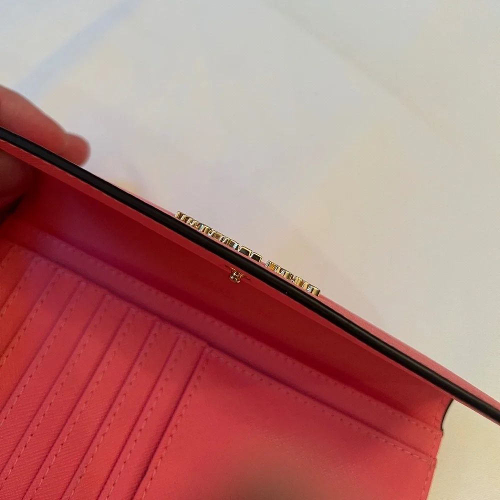 Michael Kors Jet Set Travel Large Trifold Wallet Grapefruit Pink - Picture 14 of 16